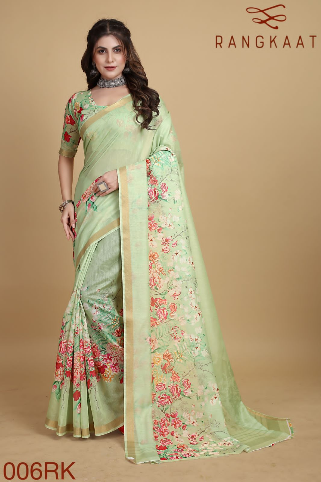 Rangkaat 001 Floral Printed Cotton Sarees Catalog
